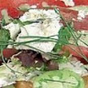 Heirloom Tomato Salad with Fresh Greens, Blue Cheese and Creamy Chive Dressing