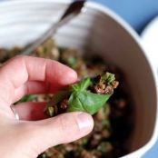 Roasted Eggplant Caviar in Basil Leaf