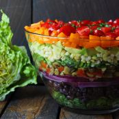 Seven Layer Salad with Creamy Salsa Vinaigrette