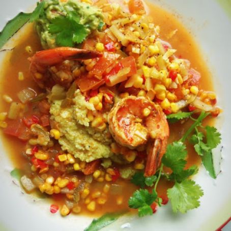 Shrimp n Grits with Fresh Corn & Chayote