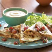 Chicken Quesadillas with Chipotle Crema & Pico de Gallo