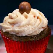 Double Chocolate Malt Shop Cupcakes with Cherry-Vanilla Buttercream