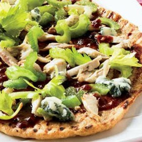 Barbecue chicken wing pizza