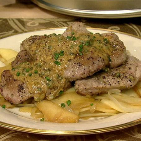 Pork au Poivre with Apple Flambe, Mario Batali's