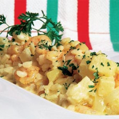 Arroz rápido con curry y gambas