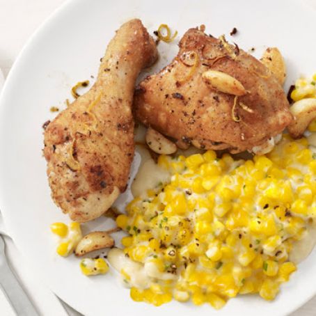 Lemon-Garlic Chicken With Creamed Corn