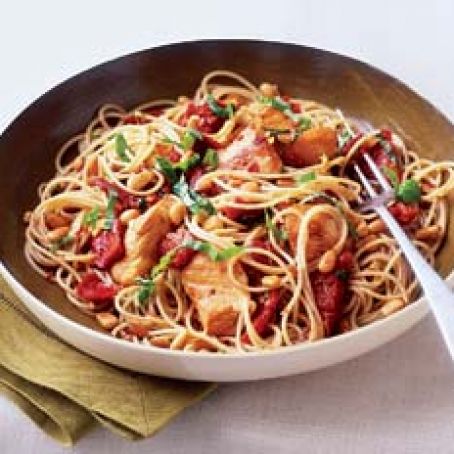 Capellini with Pine Nuts, Sun-Dried Tomatoes, and Chicken