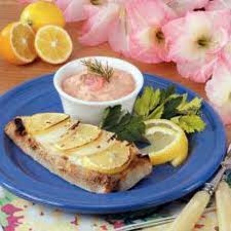 Halibut with Shrimp Sauce