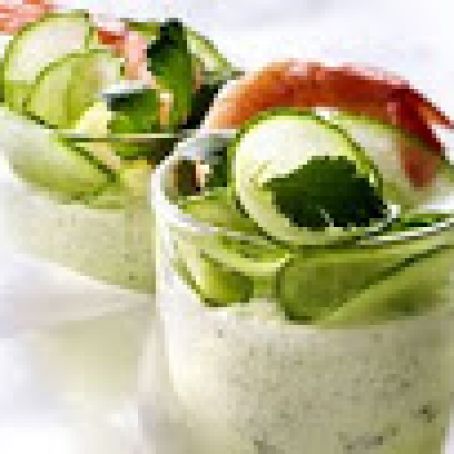 Light mousse cucumber, shrimp and cilantro