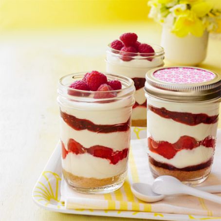 No-Bake Raspberry (or Blueberry or Strawberry) Cheesecake Pots