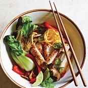 Sesame Chicken and Noodles in Mushroom Broth