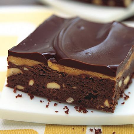 Peanut Butter and Fudge Brownies with Salted Peanuts