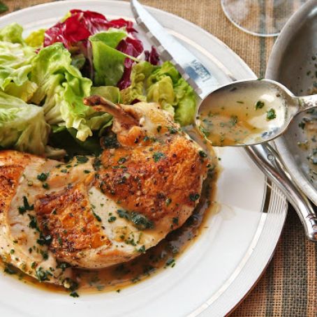 Easy Pan-Roasted Chicken Breasts With White Wine and Fines Herbs Pan Sauce