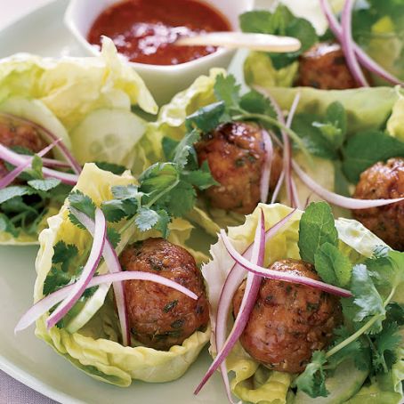 Paleo Vietnamese Chicken Meatballs in Lettuce Wraps
