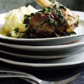 Braised lamb shanks with lemon, garlic and parsley
