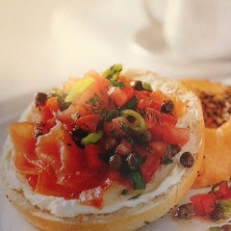 Bagels with Smoked Salmon and Caper Salsa
