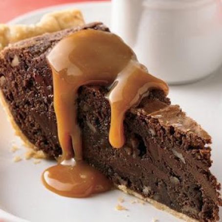 Desserts (Fudgy Brownie Pie with Caramel Sauce)