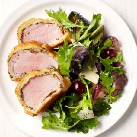 Pork Wellington with Greens and Grapes