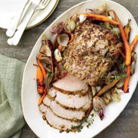Mustard-and-Lemon-Glazed Pork with Roasted Vegetables