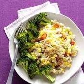 Cheesy Pearl Couscous with Roasted Broccoli