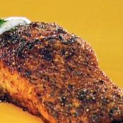 BLACKENED SALMON WITH BLUE CHEESE SAUCE  {big daddy}