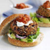 Mexican Bean Burgers with Lime Yogurt & Salsa