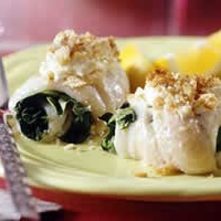 Spinach-Filled Fish Rolls