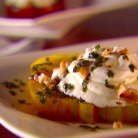 Fresh Tomato and Goat Cheese Strata with Herb Oil