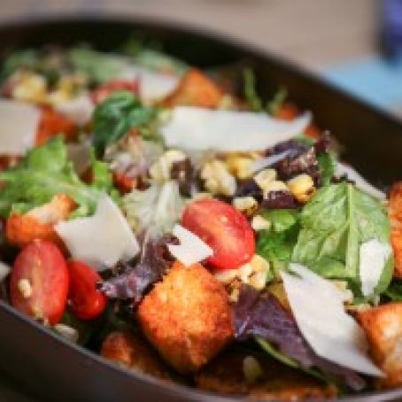 Grilled Corn Salad with Tomatoes and Croutons