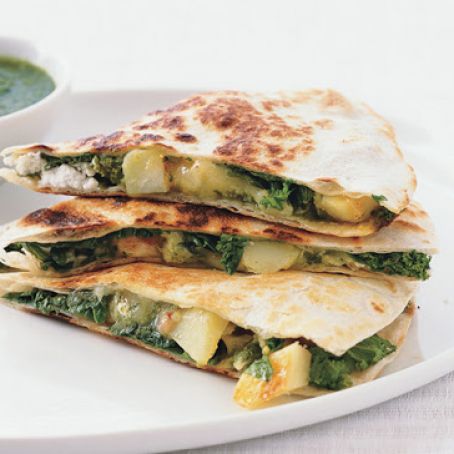 Potato, Greens & Goat Cheese Quesadillas