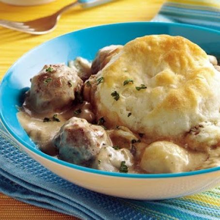 Meatball Stroganoff Biscuit Casserole