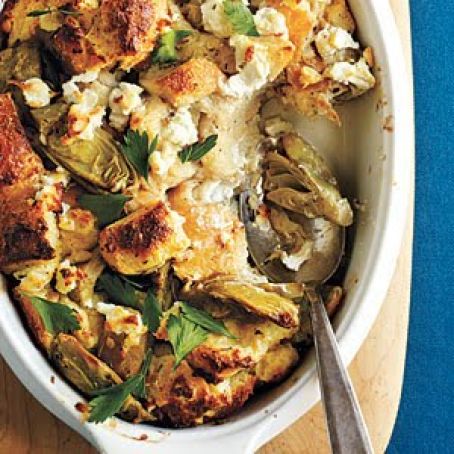Artichoke and Goat Cheese Strata (Cooking Light)