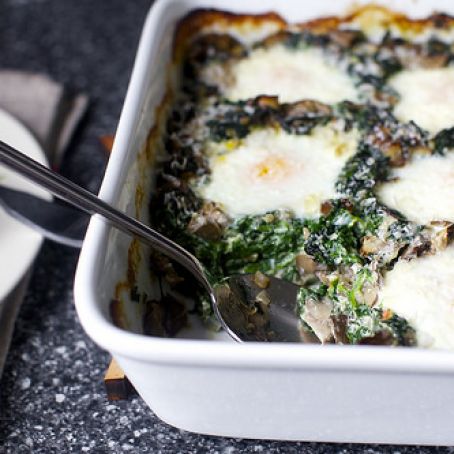Baked Eggs with Spinach & Mushrooms