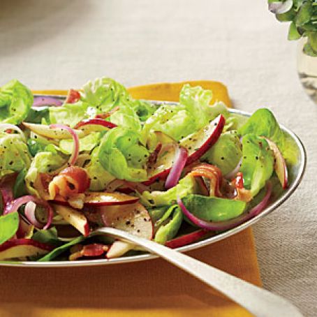 Brussels Sprouts Salad with Hot Bacon Dressing