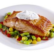 Salmon Pan-Seared with Summer Succotash