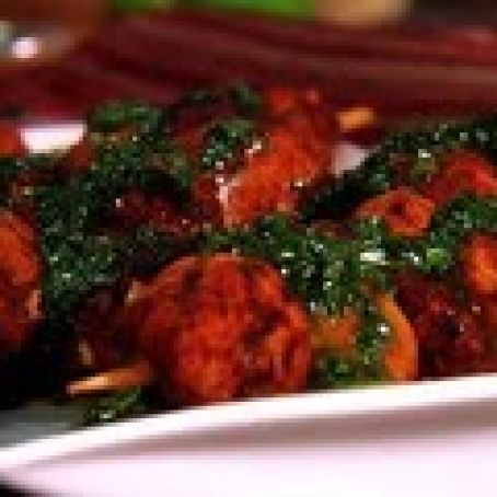 Moroccan Chicken Skewers with Herb Sauce