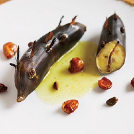 Roasted Bananas with Spiced Syrup and Candied Nuts