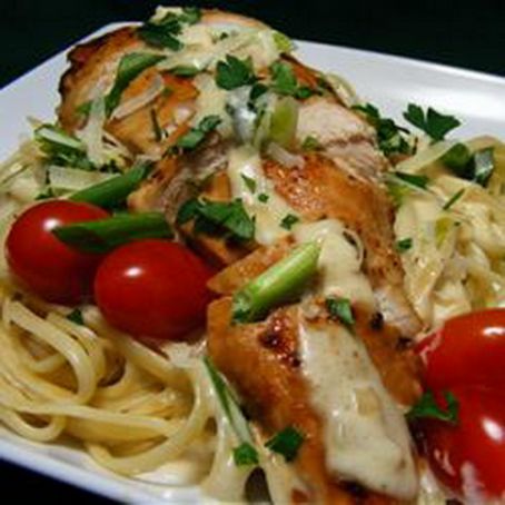 Creamy Chicken on Linguine
