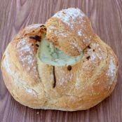 Spinach, Artichoke, and Crab Dip in a Bread Bowl
