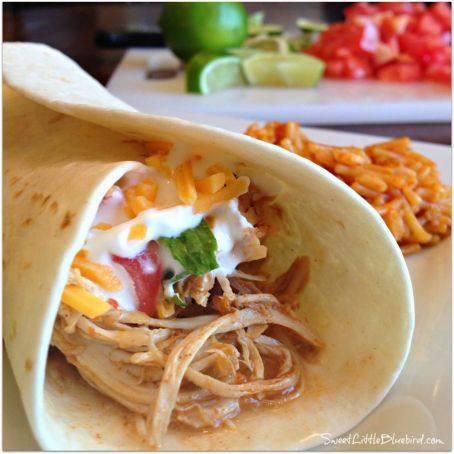 SLOW COOKER SHREDDED CHICKEN TACOS AND BURRITOS