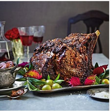 Standing Rib Roast with Red Wine Mushrooms