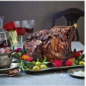 Standing Rib Roast with Red Wine Mushrooms