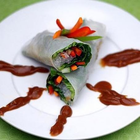 Vegetable Spring Rolls with Peanut Dipping Sauce