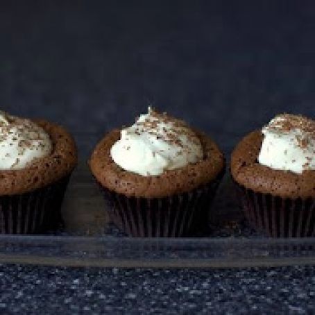 Chocolate Soufflé Cupcakes with Mint Cream