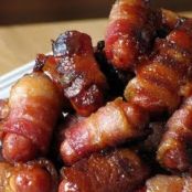 Bacon-Wrapped Li’l Smokies in a Brown Sugar and Maple Glaze