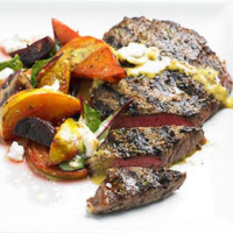 Peppered Steaks with Roasted Beets