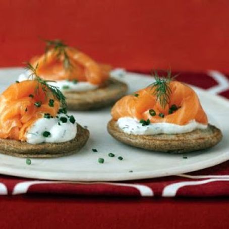 BUCKWHEAT PANCAKES w/SMOKED SALMON