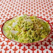 Shaved Brussels Sprout Salad With Marcona Almonds, Egg, Pecorino & Citrus Vinaigrette
