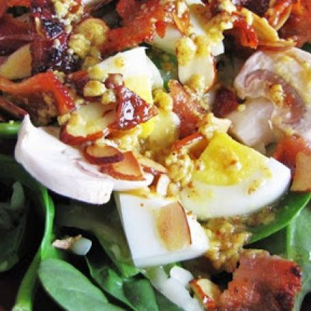 Spinach Salad with Warm Bacon Mustard Dressing