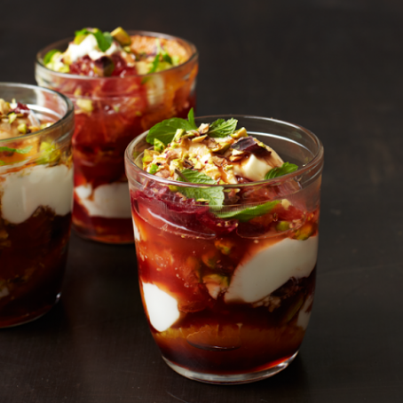 Dessert Misc: Orange and Yogurt Parfaits with Red Wine Caramel